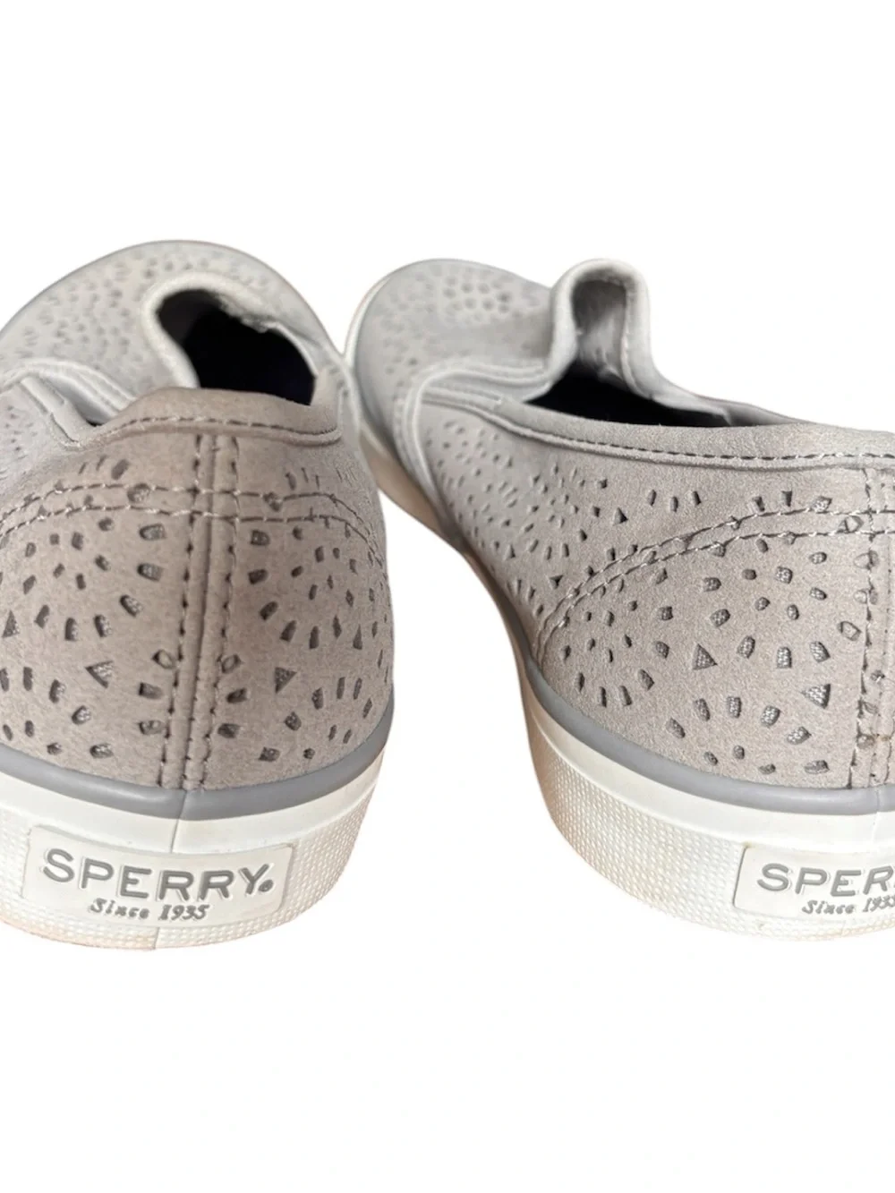Sperry Women’s Size 8 Slip-On Perforated Casual Shoe - Light Gray